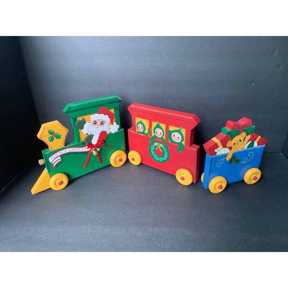Vintage Wooden Santa Express Train - Christmas Decoration and Child’s Play Toy